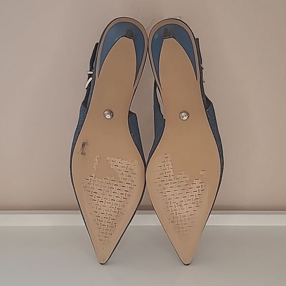 Charles & Keith Gabine Slingback Blue Denim Kitten Heel Silver Decor EU 36 - Picture 11 of 16